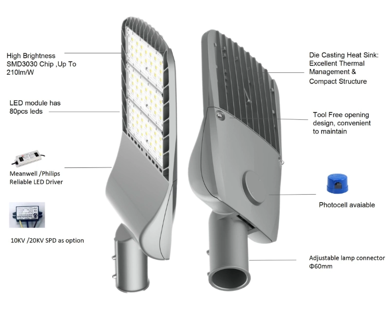 IP66 40W 50W 80W 100W 120W 150W 180W 200W 240W OEM Factory LED Street Lamp